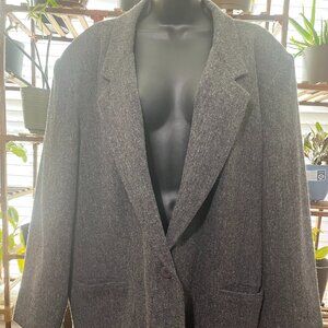 Vintage Private Concepts Gray 100% Wool Single Button Blazer Plus Size 24